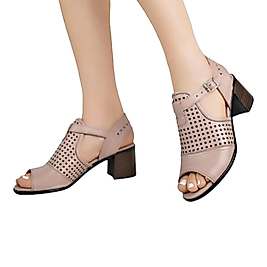 DY-3035 % 100 Hakiki Deri Kadın Sandalet Pudra-Beyaz