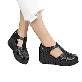 DY-459 % 100 Hakiki Deri Kadın Günlük Dolgu Topuk Sandalet